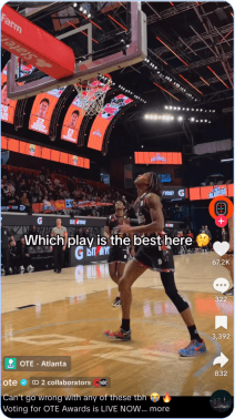 Basketball player on court during OTE league game