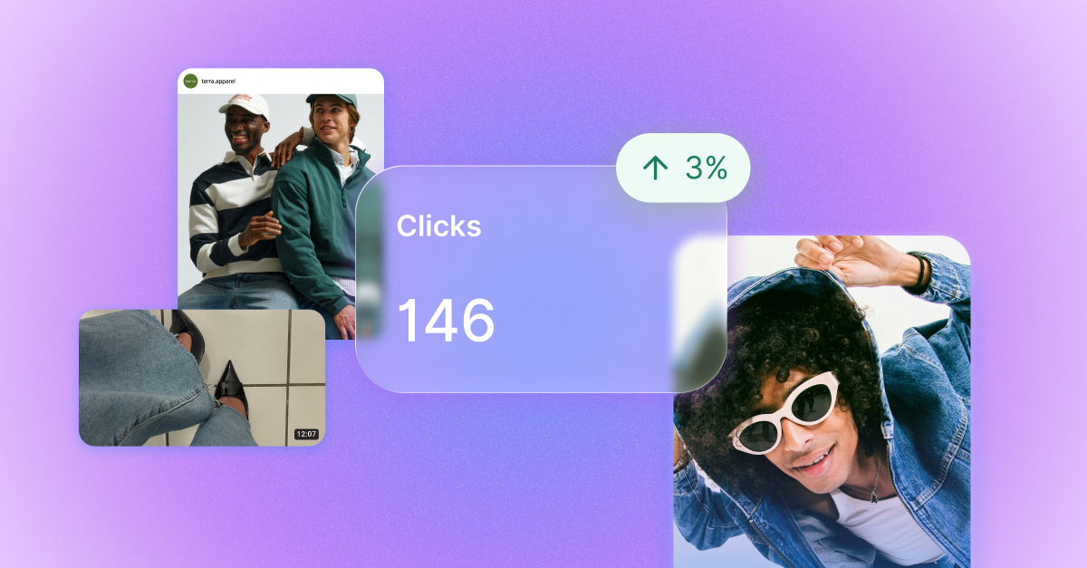 Revenue-driving content analytics showing clicks, engagement growth, and creator visuals.