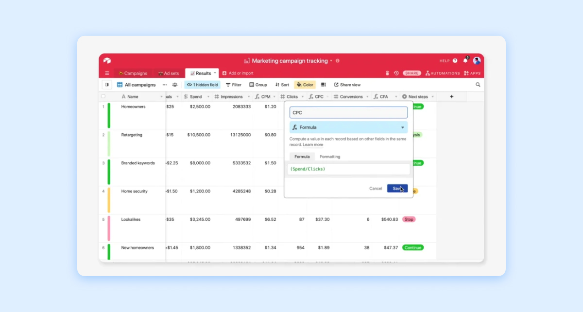 Airtable campaign management