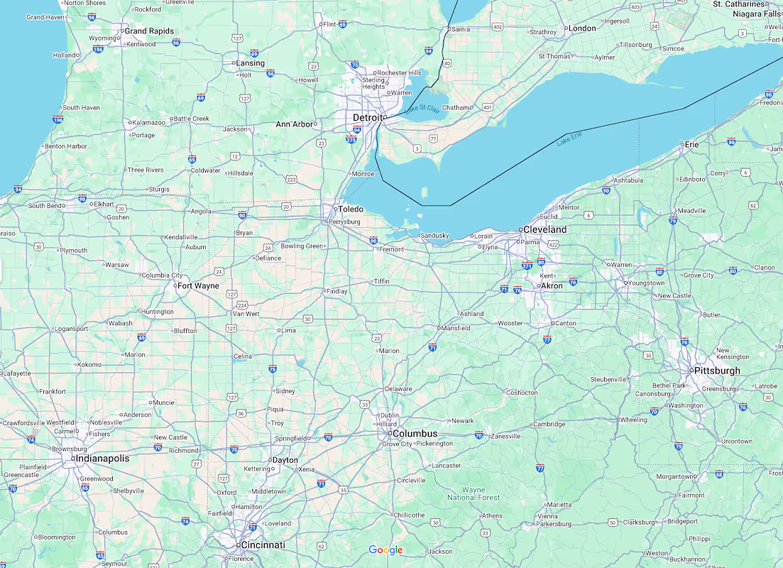 Newark, OH to Detroit, MI