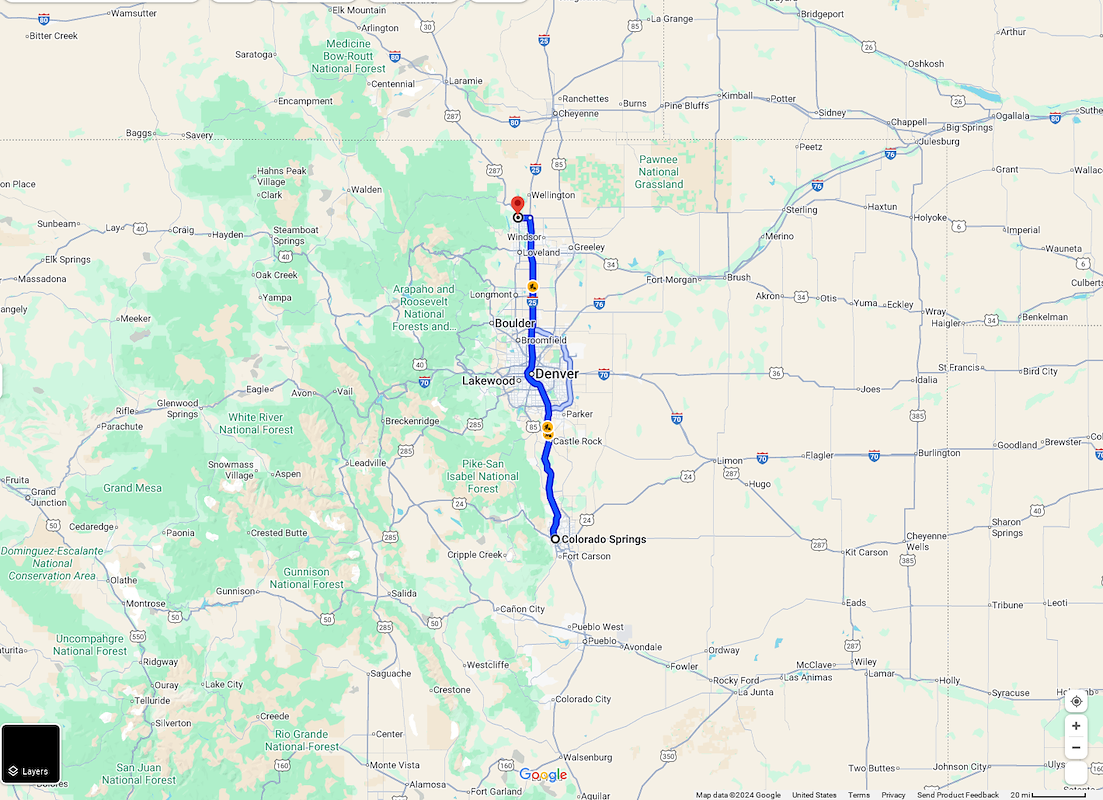 Colorado Springs, CO to Fort Collins, CO