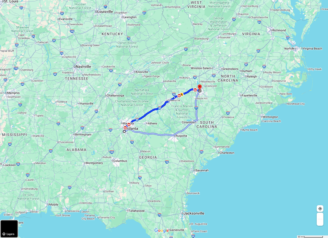 William B Hartsfield-Atlanta Intl (ATL) to Charlotte, NC