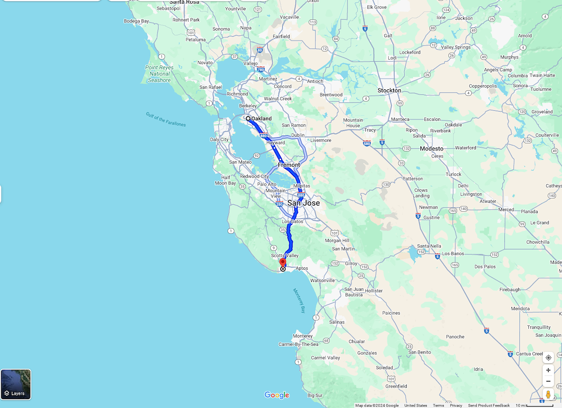 Oakland, CA to Santa Cruz, CA
