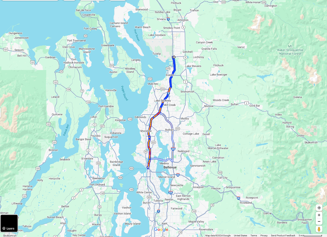 Marysville, WA to Seattle, WA