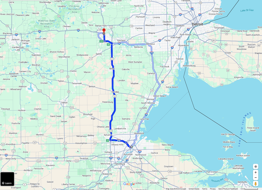 Toledo, OH to Ann Arbor, MI