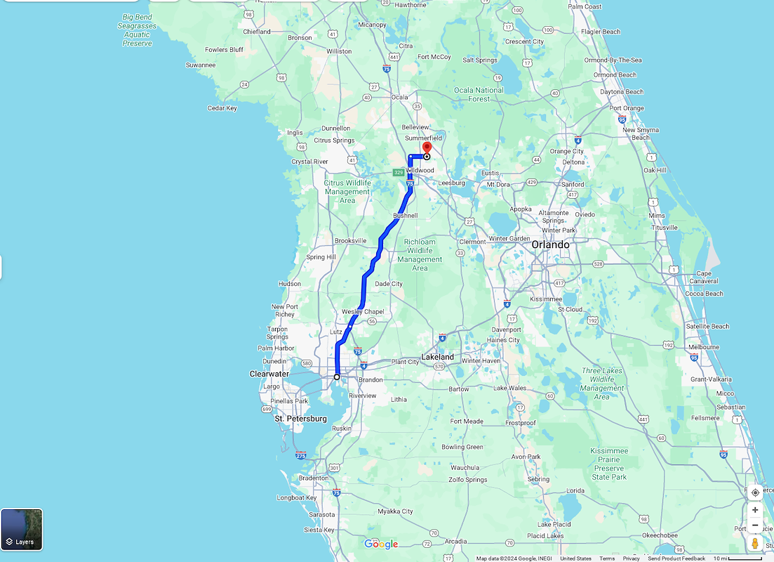 Tampa, FL to The Villages, FL