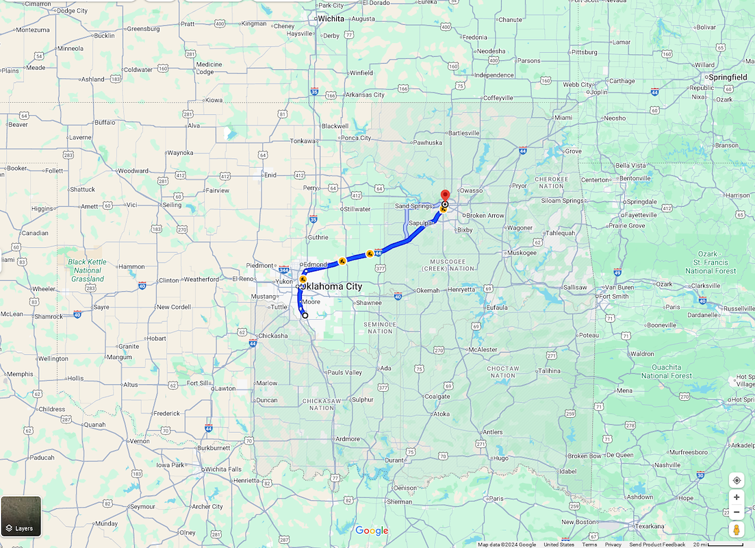Norman, OK to Tulsa, OK