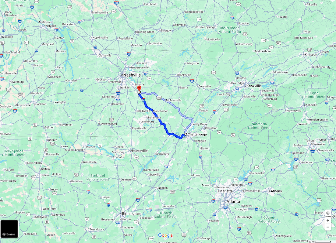 Chattanooga, TN to Murfreesboro, TN