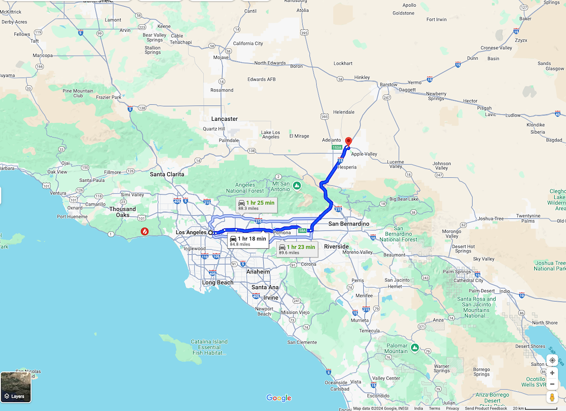 Los Angeles, CA to Victorville, CA