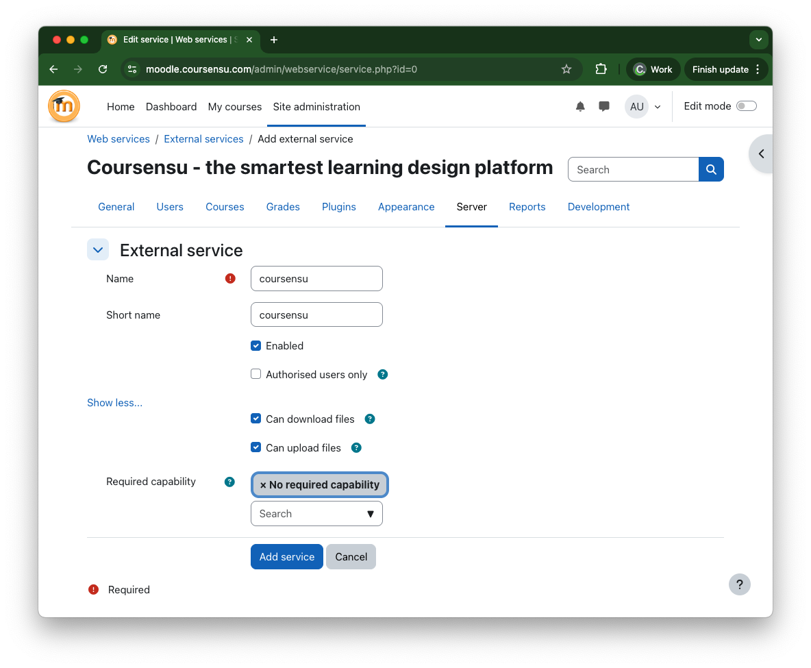 Adding a custom web service