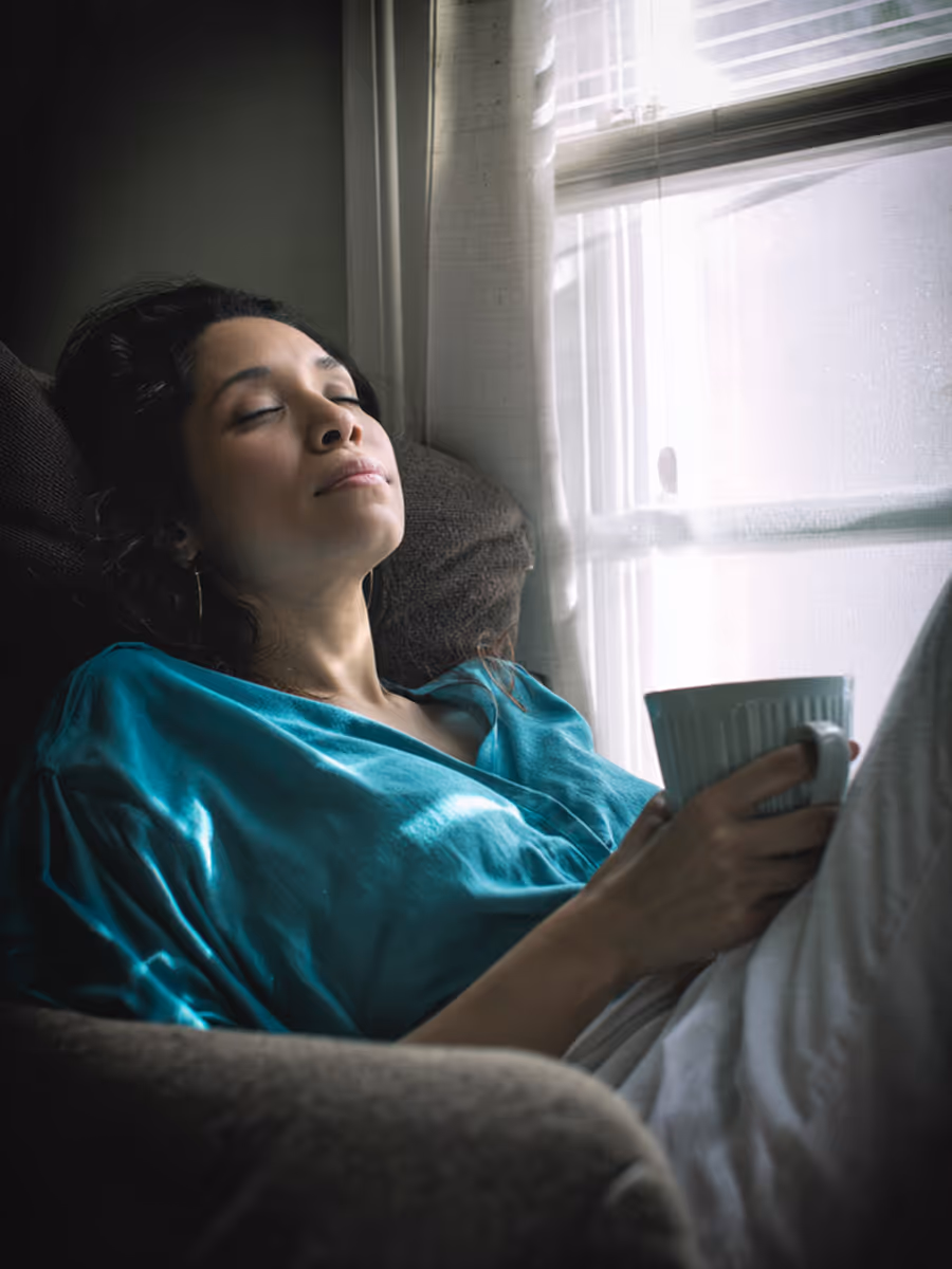 client relaxing at home