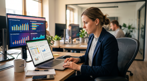 A consultant preparing and validating legacy data ahead of an ERP migration