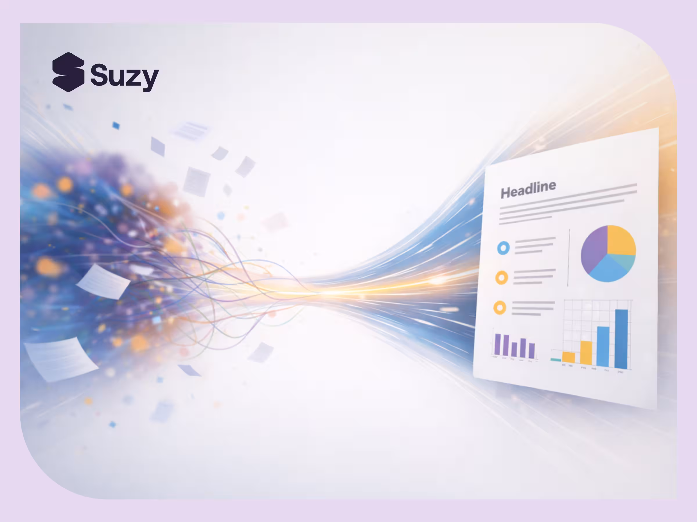 An abstract visualization of data storytelling, where scattered insights converge into a clear, presentation-ready report that drives stakeholder decisions.