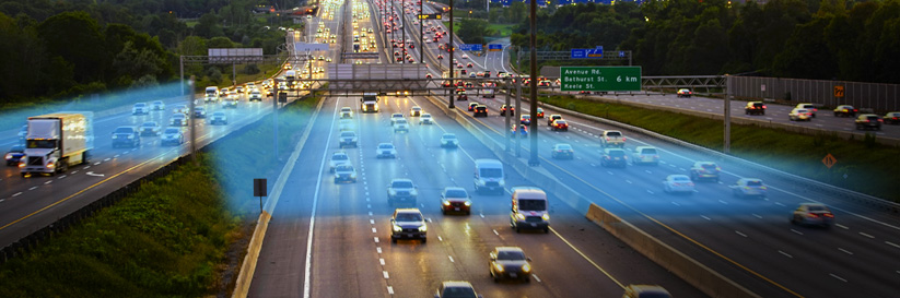 Motorway image with XP20 beam visualization