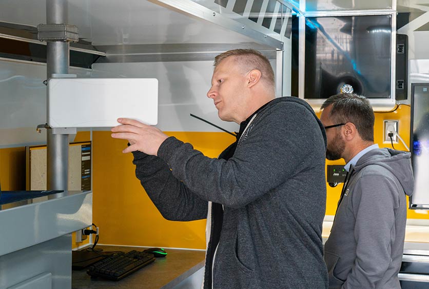 Image of Wavetronix employees working on the Mobile Traffic Lab