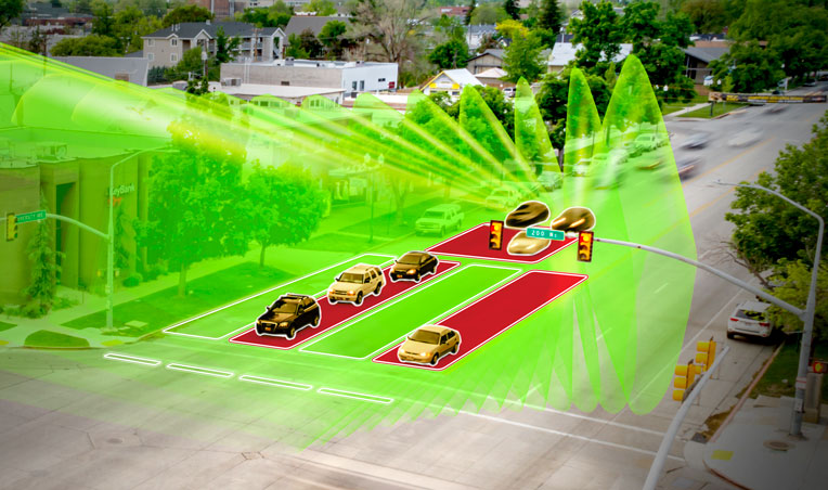 Visualization of Matrix radar beams and zones at an intersection