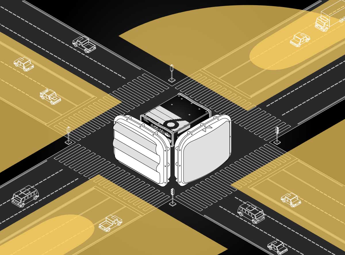 Diagram of the Intersection Performance System featuring the Advance and Matrix radar sensors