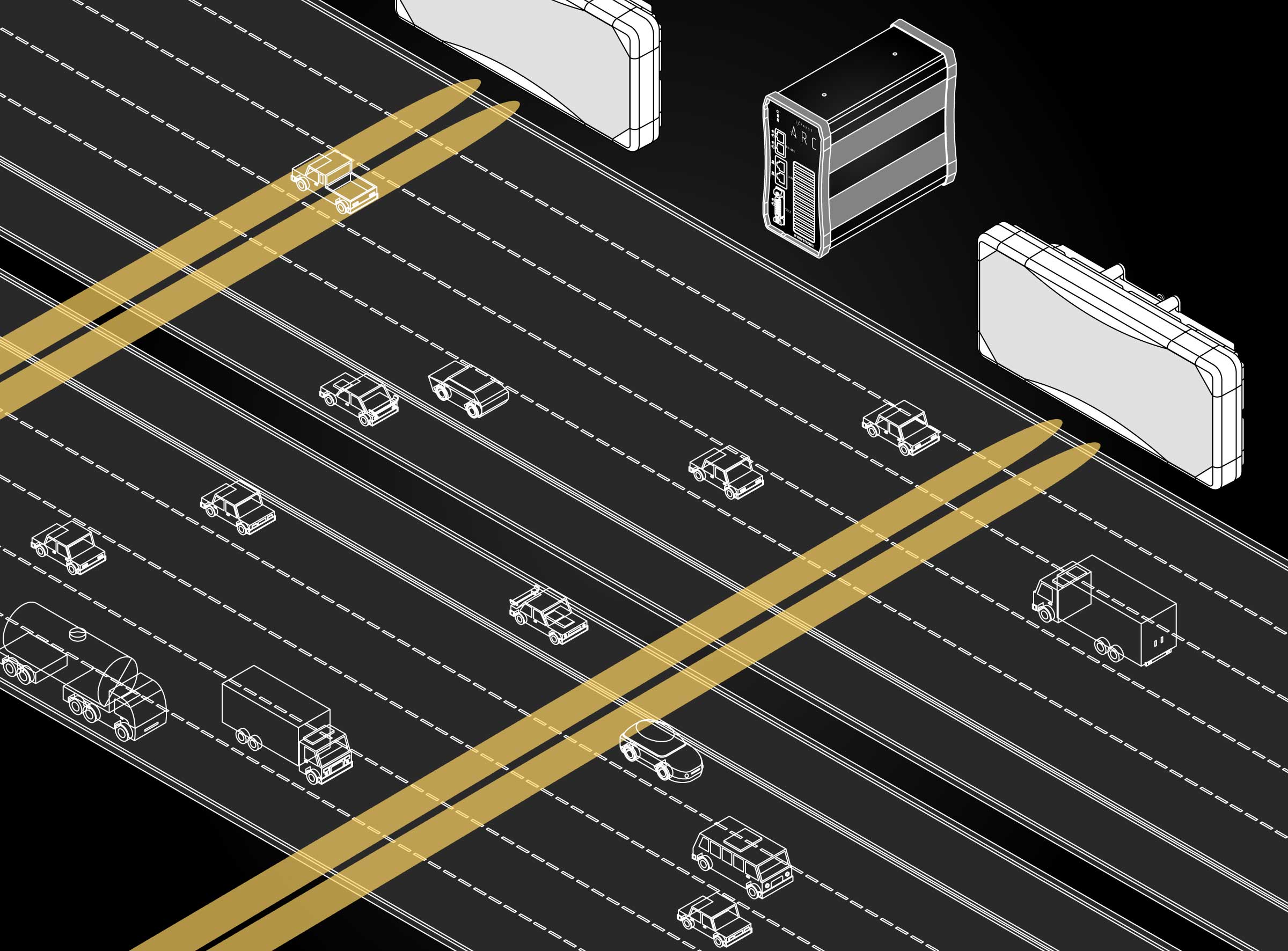 Diagram of the Motorways Data System featuring the XP20 radar sensor