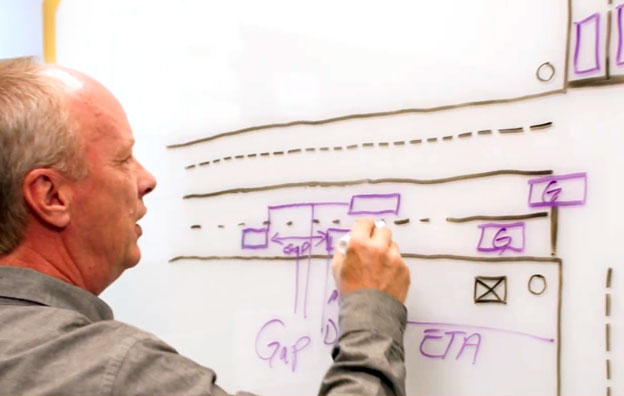 Image of man drawing intersection diagram on a whiteboard