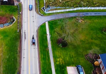Image of horse-drawn buggy on a road