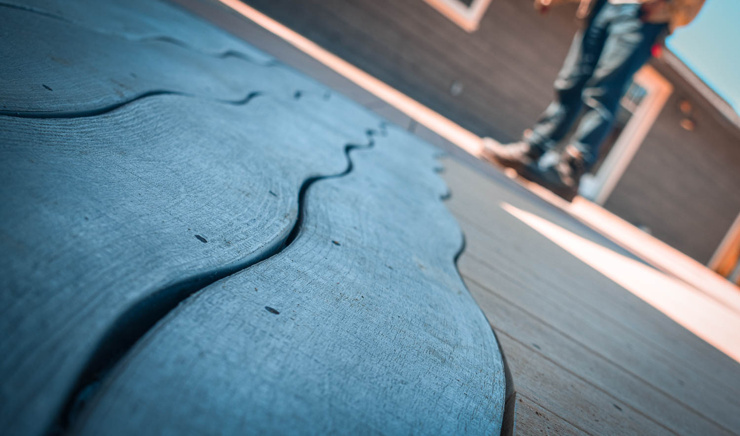 Featured Curved Decking Project. Sandpointe exclusive custom decking. Trex Heated Bended Board