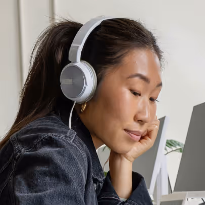 Image of a person studying as part of call center training