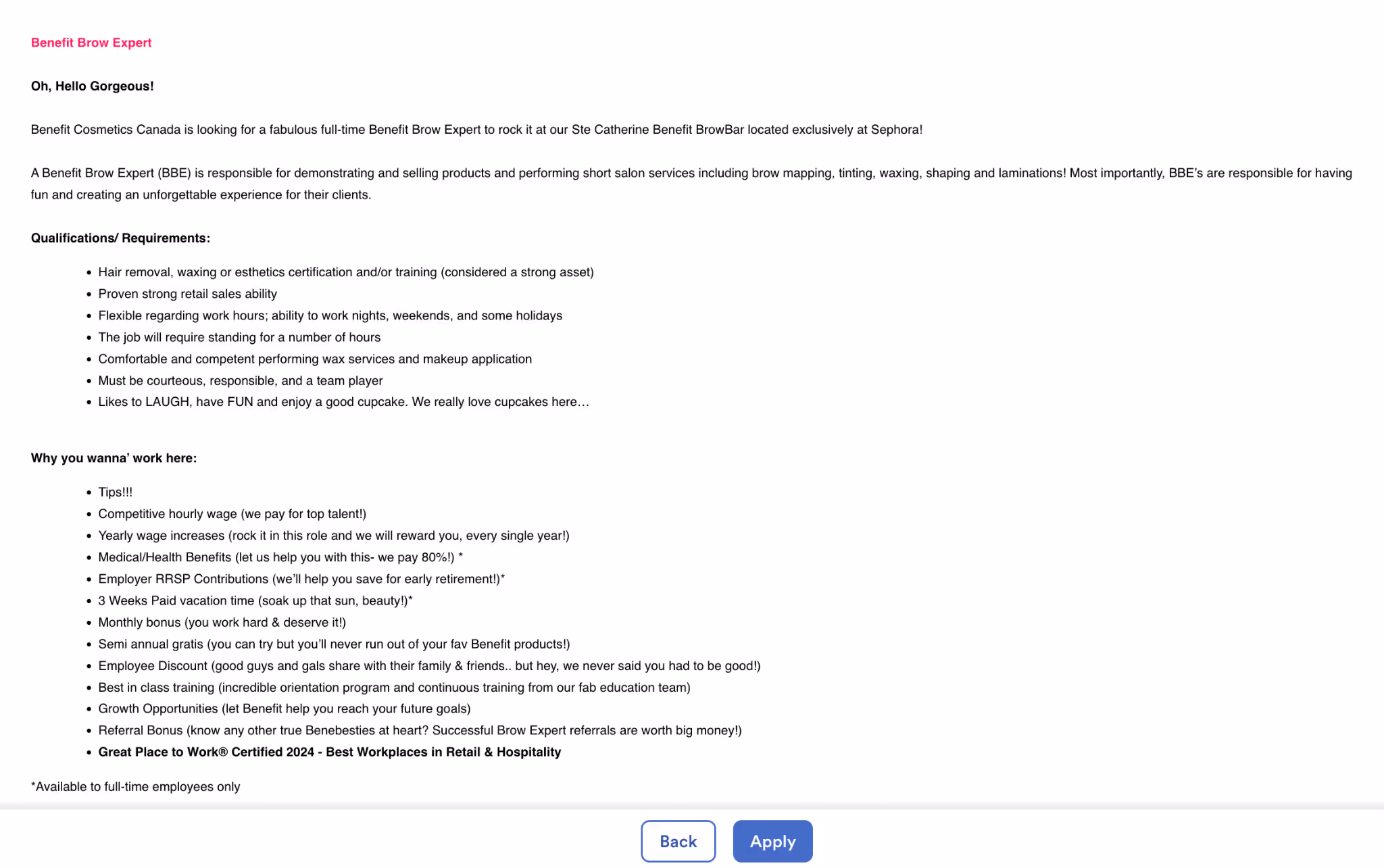Benefit job ads example for hiring and recruiting strategies