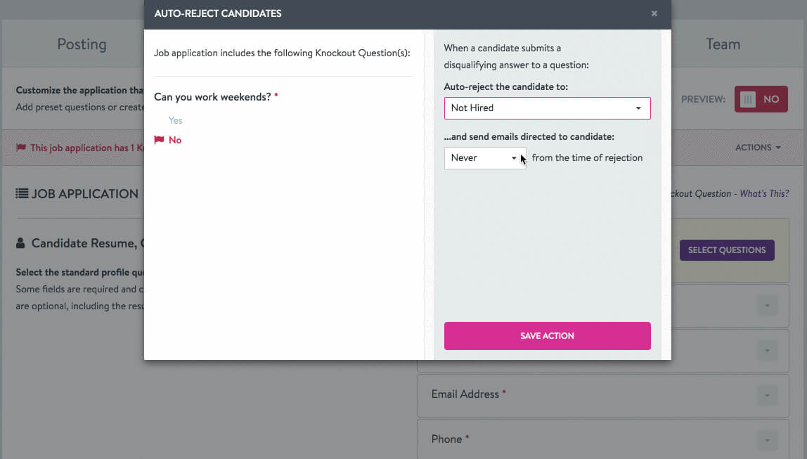 Rule-based filtering system for resumes