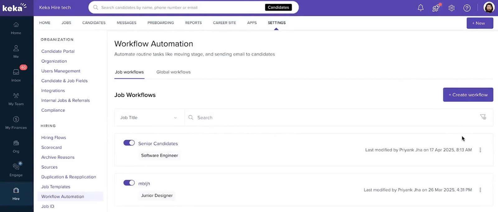 Applicant tracking systems (ATS)