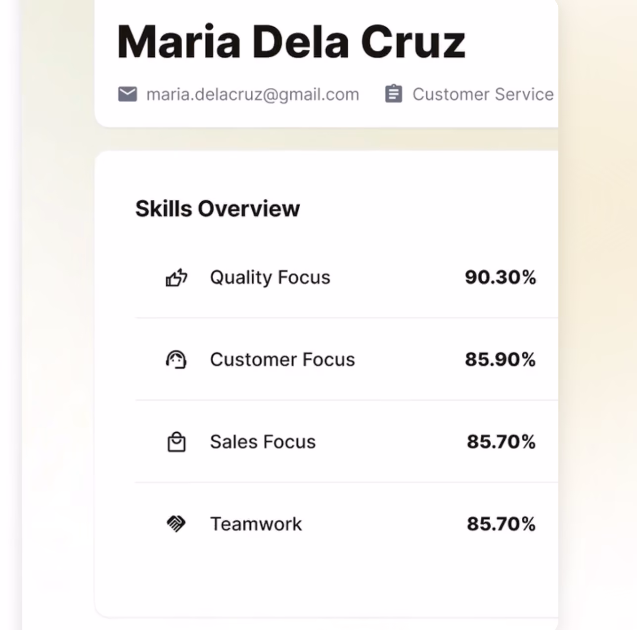 HiringBranch soft skills test candidate results