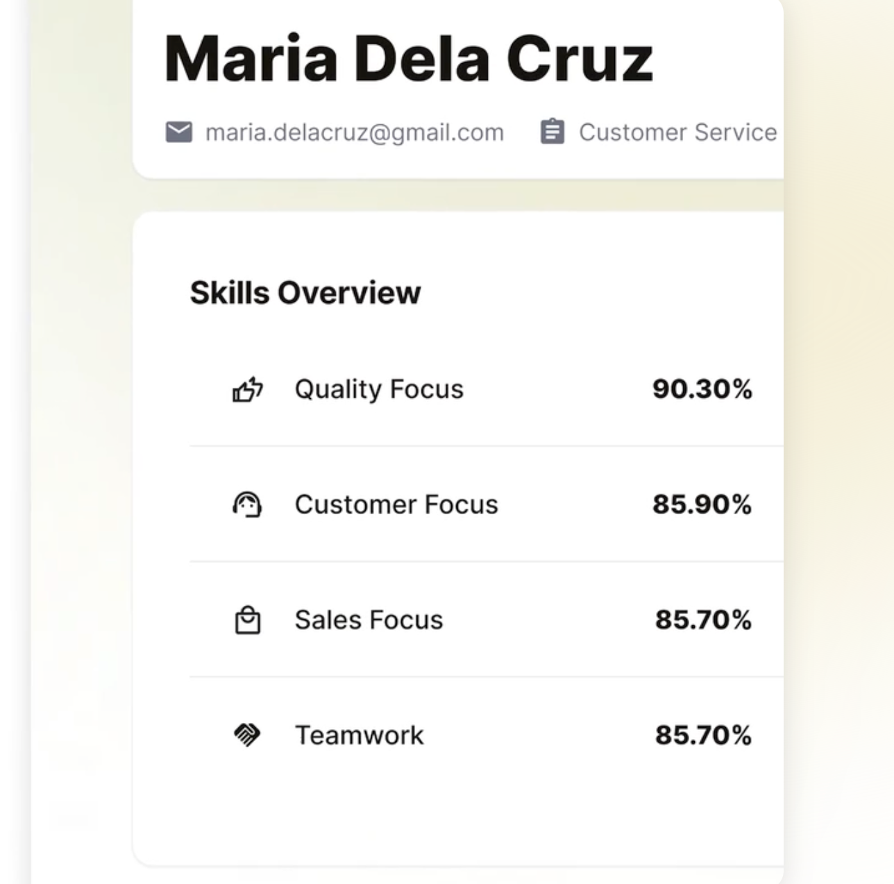 HiringBranch soft skills test candidate results
