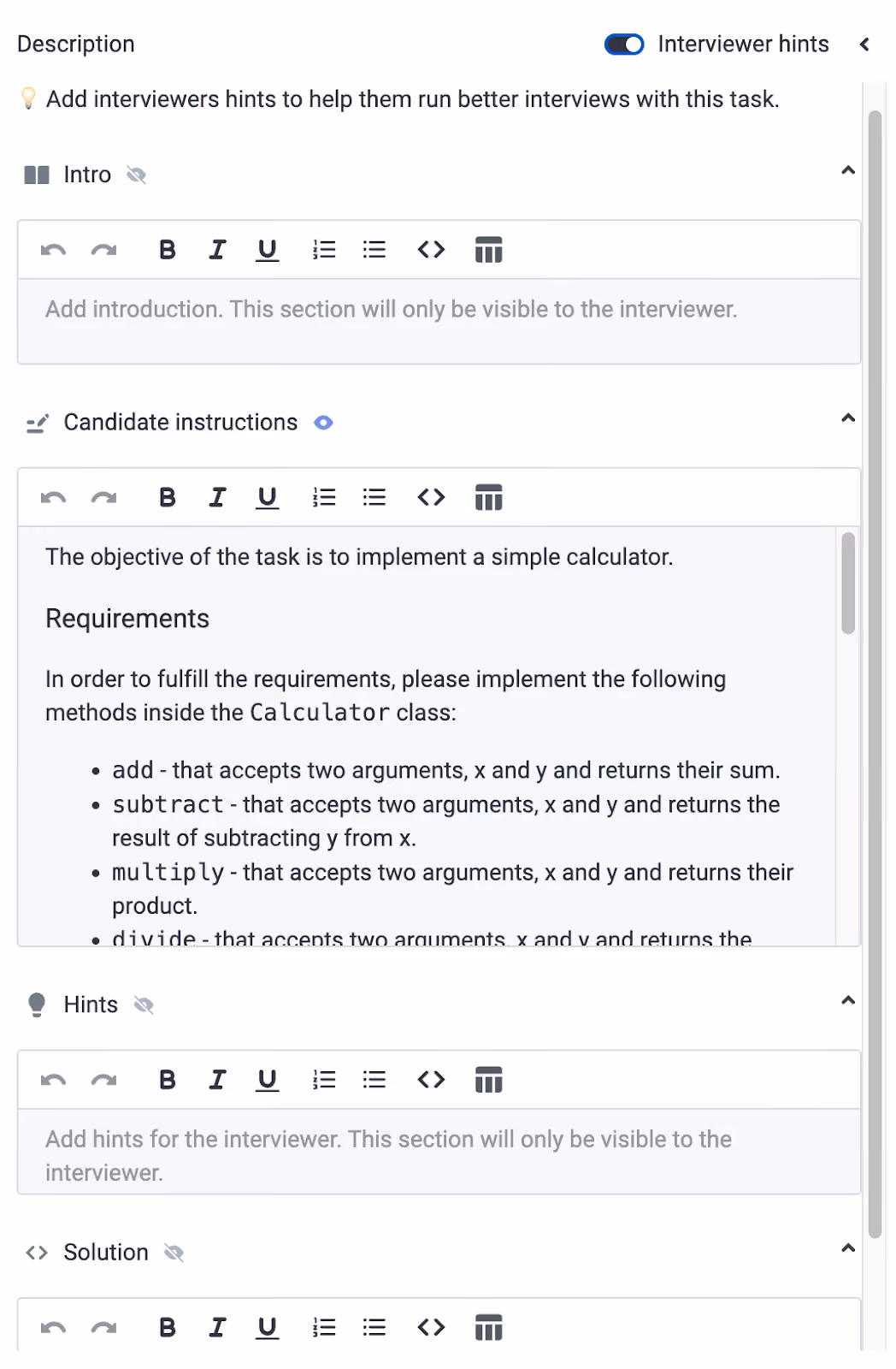 Sample Codility technology test task