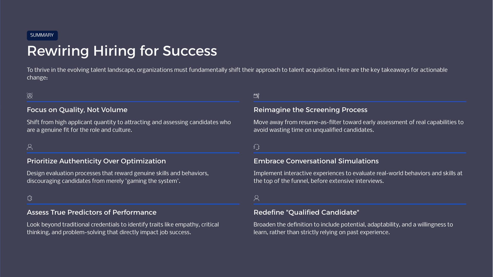 Webinar summary slide