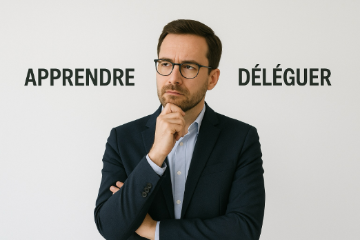 Un chef d'entreprise doit décider entre apprendre ou déléguer pour faire croitre son entreprise.