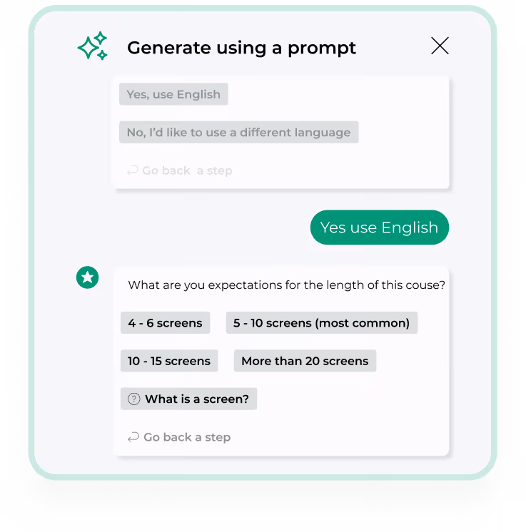 a mock up of AI Course authoring promptdialogue box