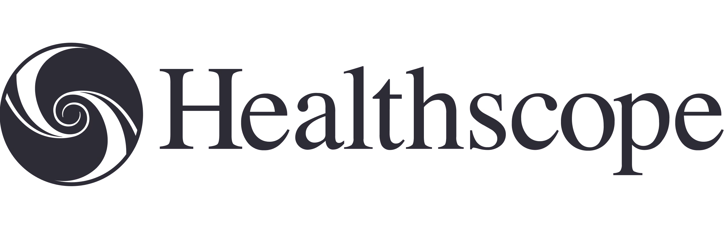 Healthscope logo featuring a stylised swirl design next to the word Healthscope.