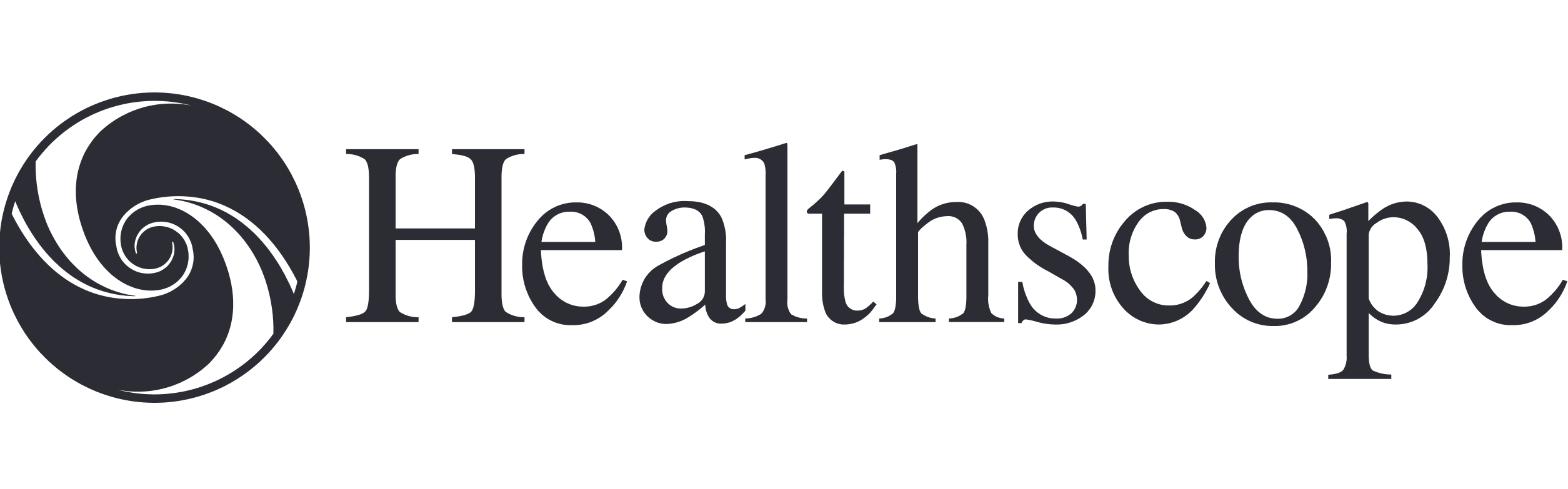 Healthscope logo featuring a stylised swirl design next to the word Healthscope.