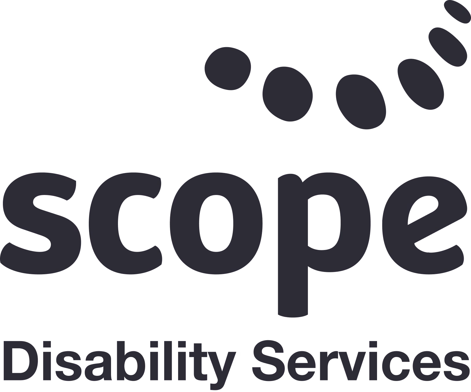 Scope Disability Services logo with the word ‘scope’ and dotted curved line above.