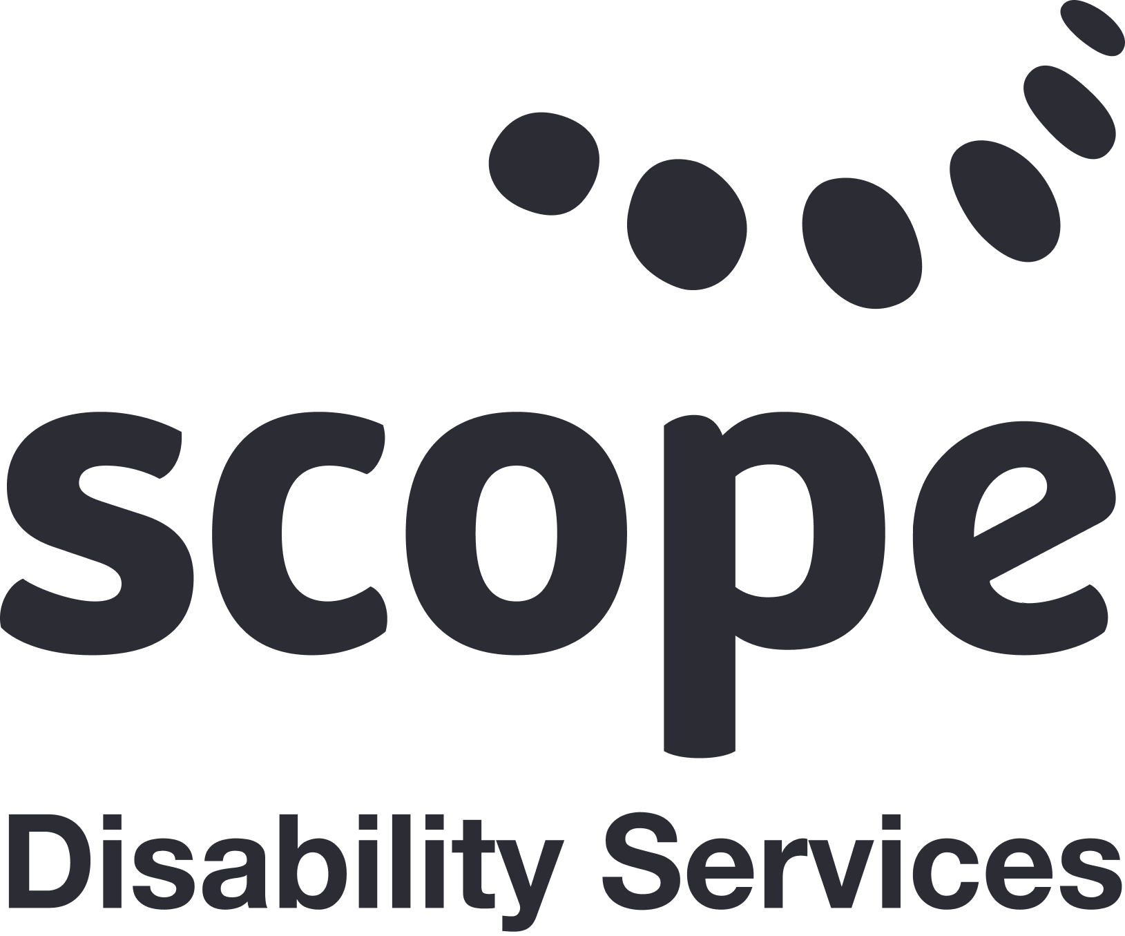 Scope Disability Services logo with the word ‘scope’ and dotted curved line above.