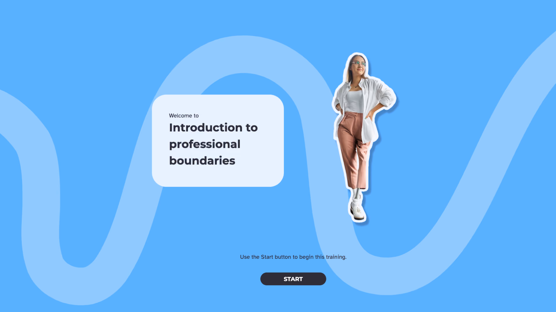 A woman wearing glasses and a prosthetic lower leg stands with her hands on her hips, next to the title "Introduction to professional boundaries".