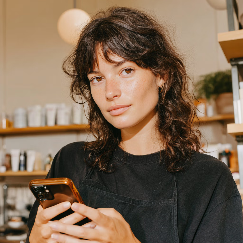 frontline employee checking her employee app