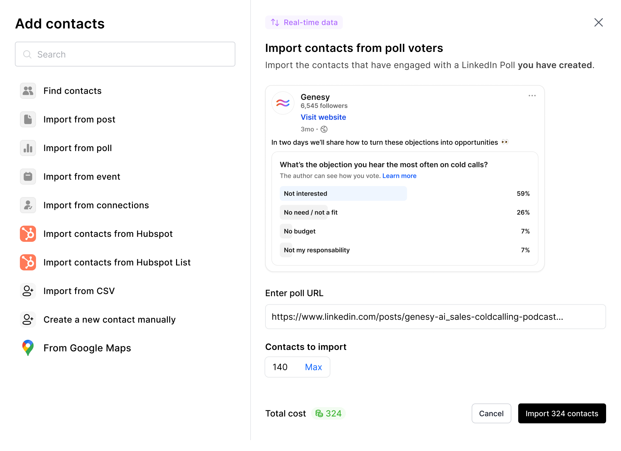 Genesy import people that have voted a poll