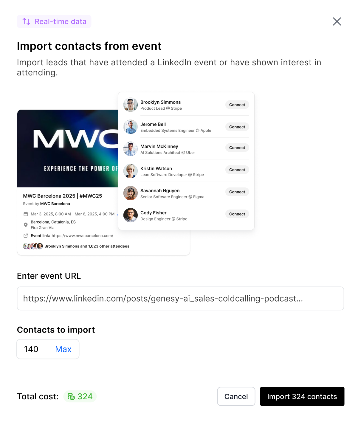 Genesy import event attendees