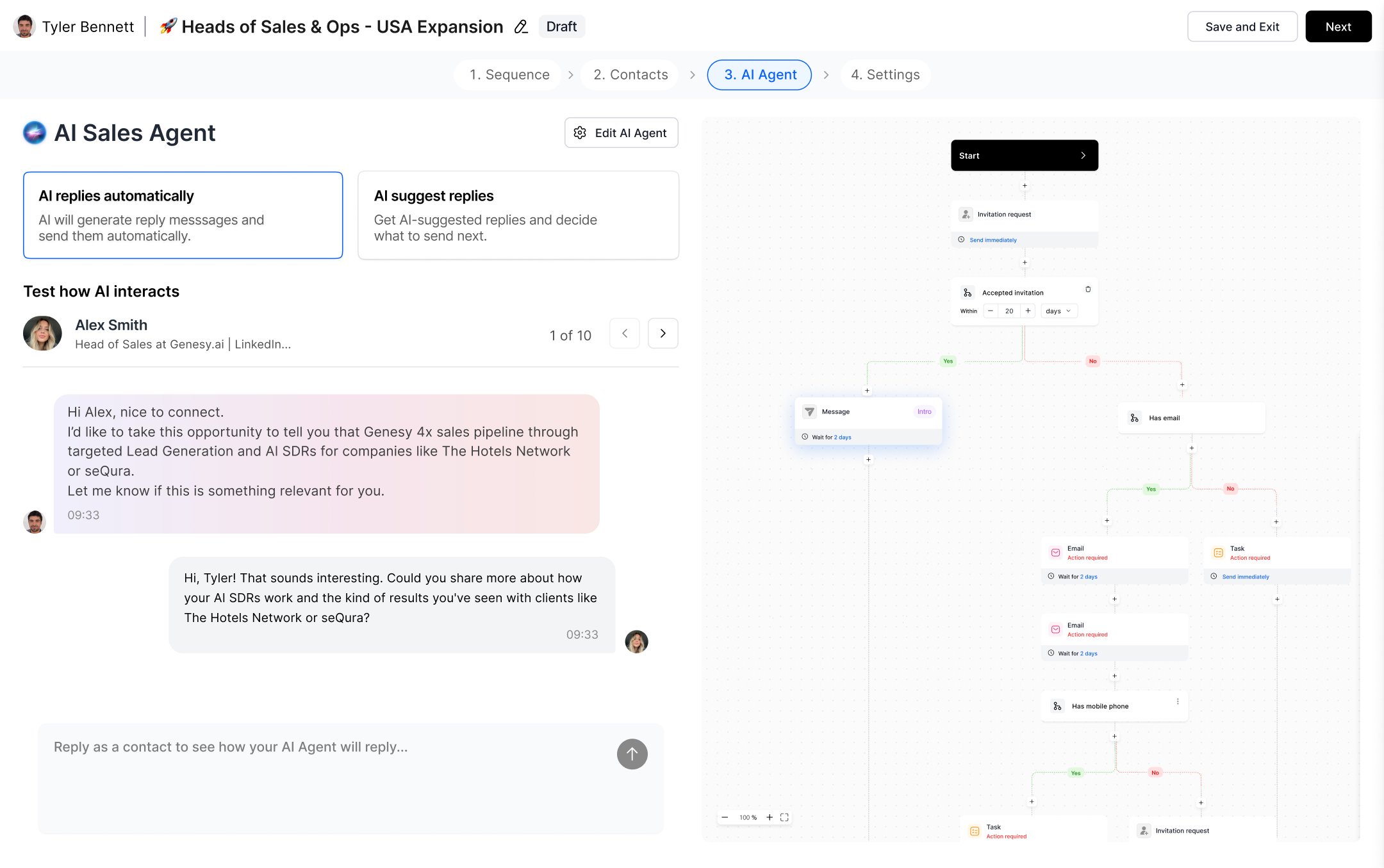 Genesy conditional campaigns with the AI Sales Agent feature