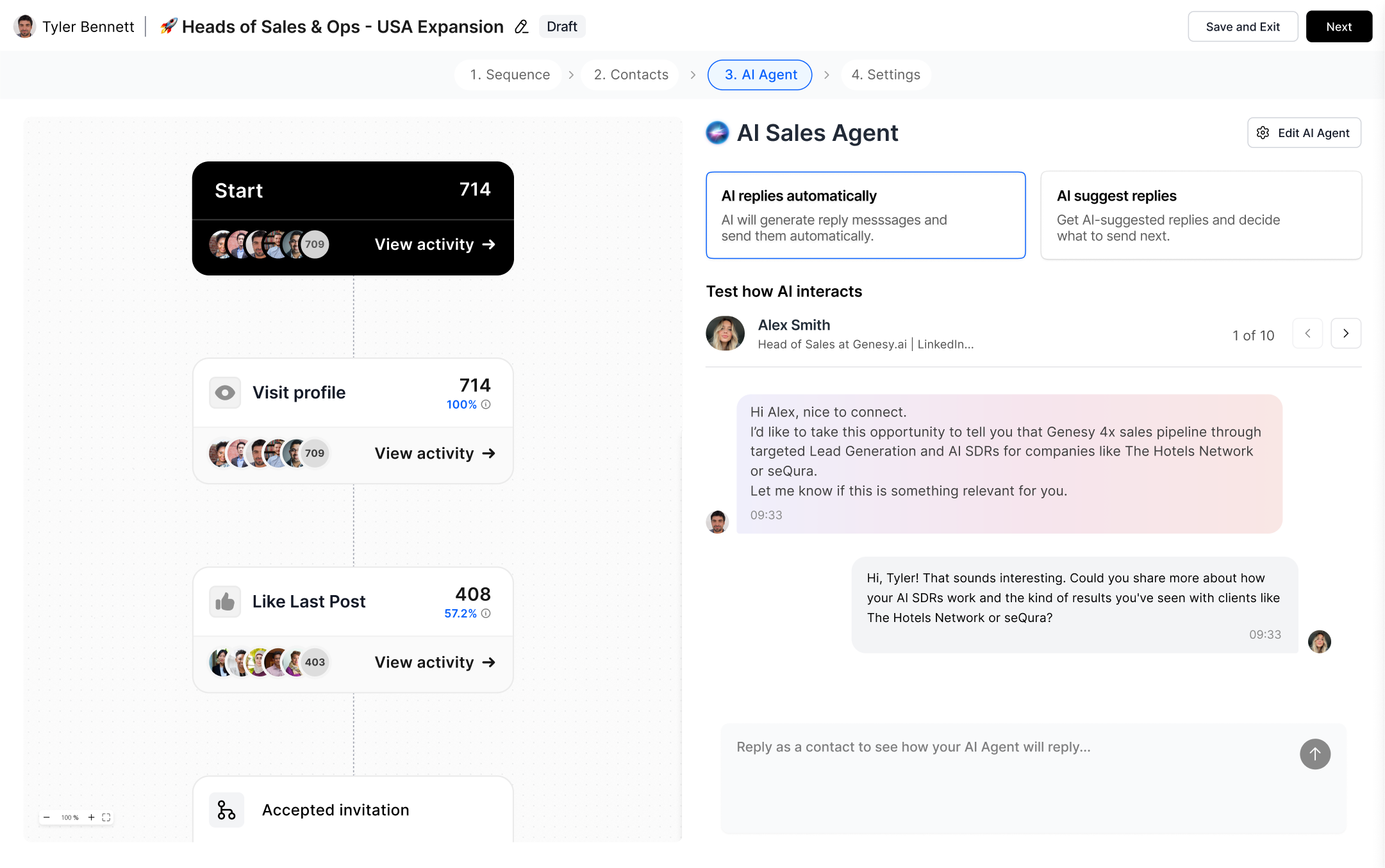 Genesy conditional campaign with the AI Sales Agent