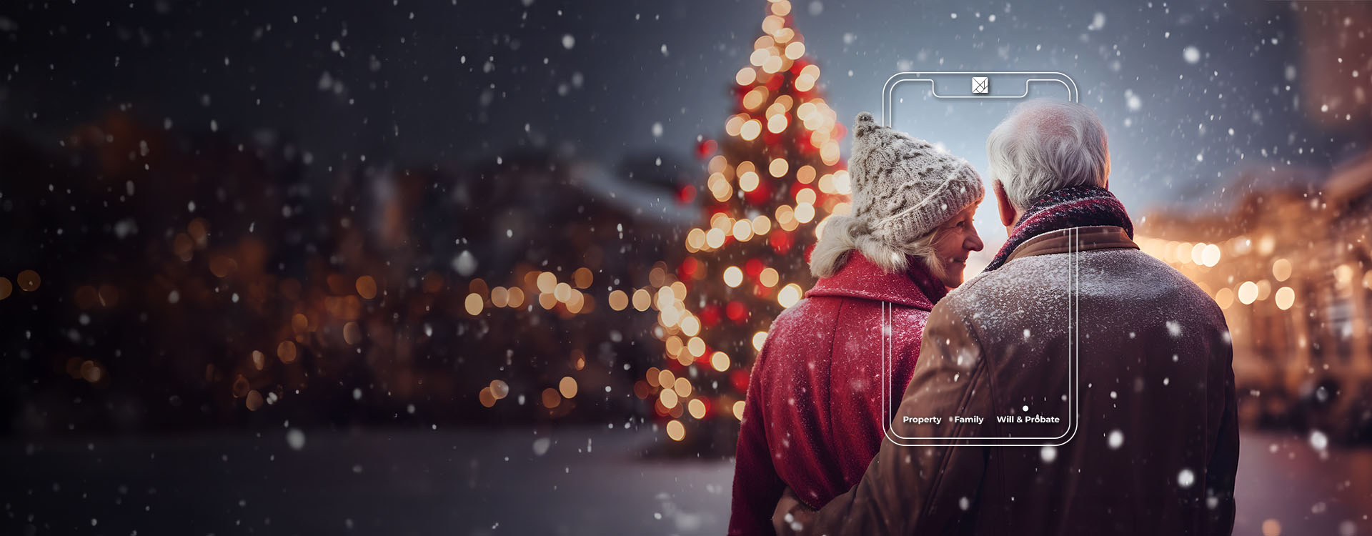 Older lady looking at husband in the snow