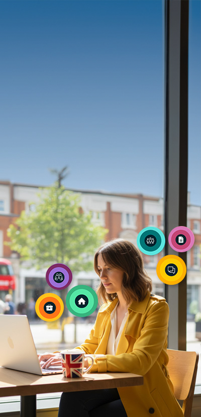 Man standing on laptop