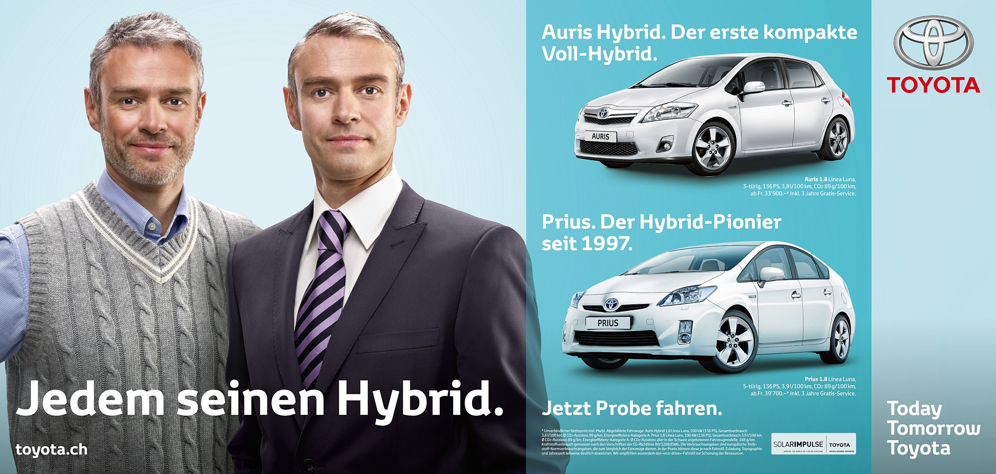 Automotive advertising poster photograph showing couple and hybrid car