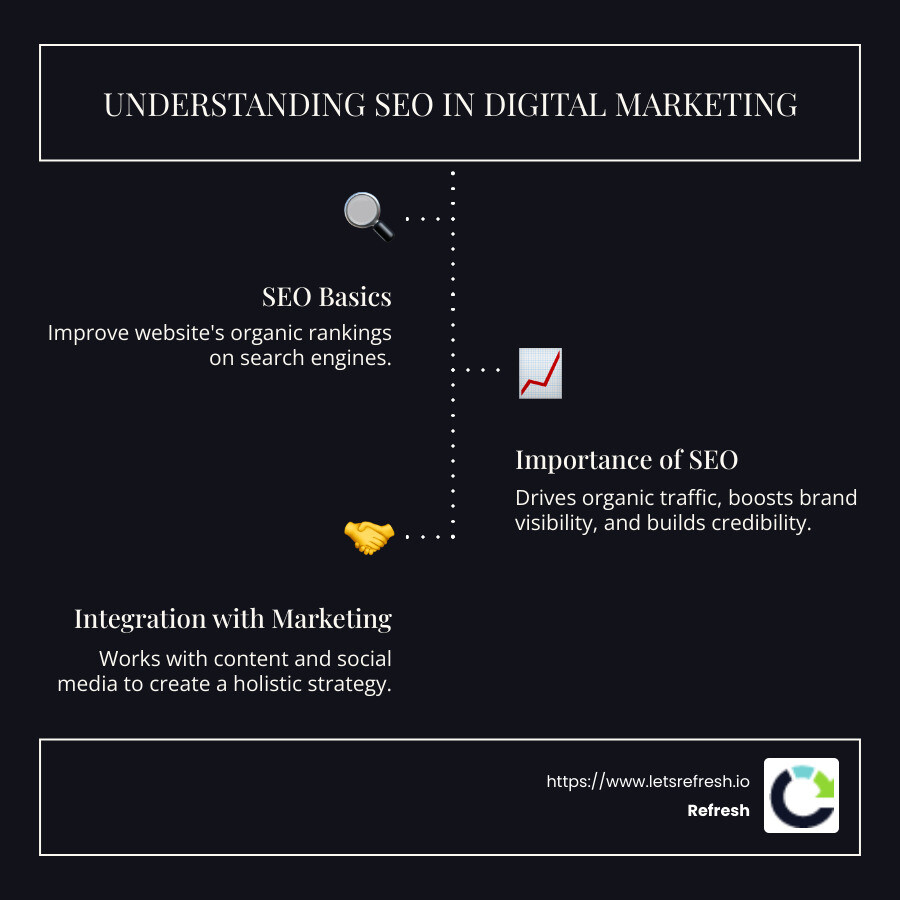 SEO and Digital Marketing Infographic - about seo in digital marketing infographic infographic-line-3-steps-dark