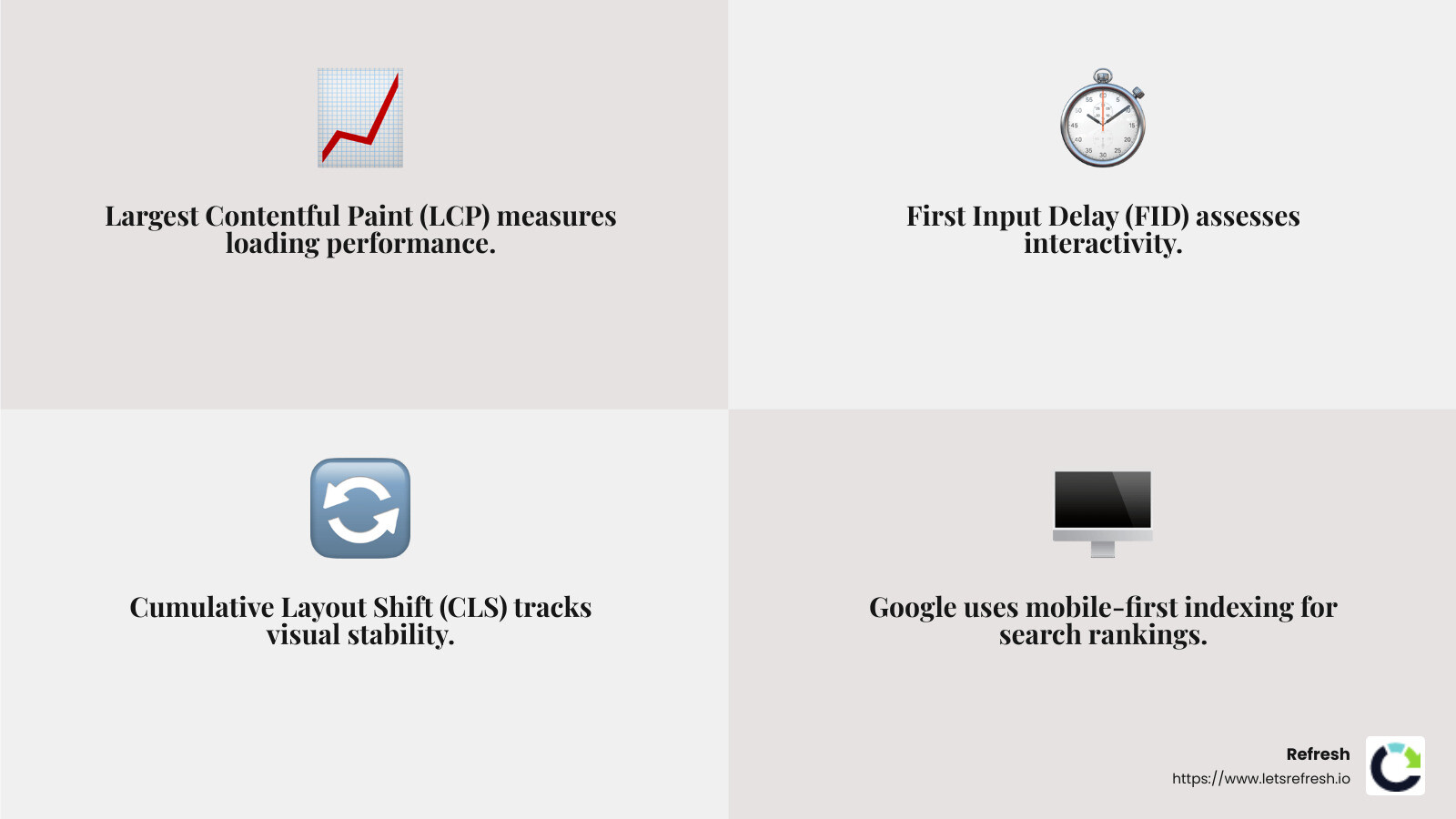 Core Web Vitals are essential for SEO success - best seo company for small businesses infographic 4<em>facts</em>emoji_grey